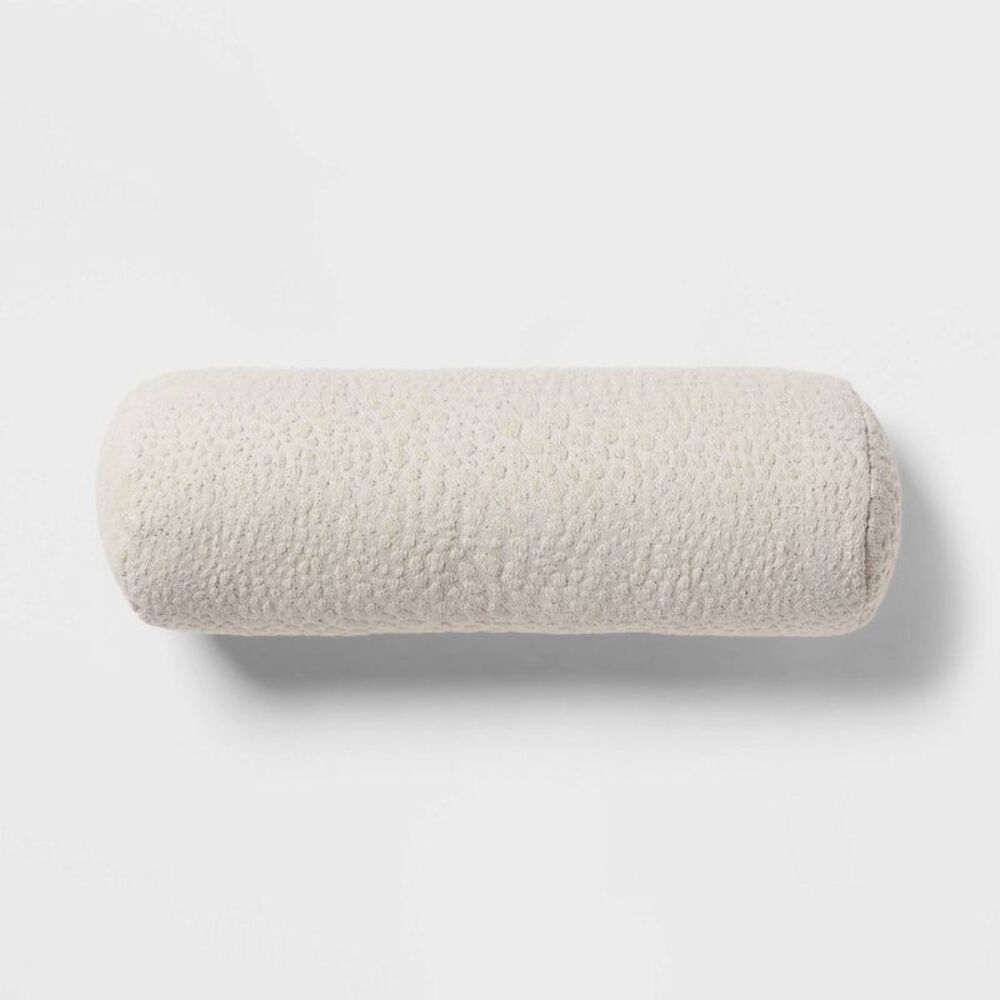 Open Box - Threshold - 8"x22" Luxe Jacquard Cheetah Round Decorative Pill Ivory